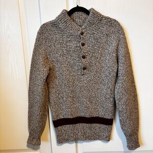 Vintage Gant Rugger Men's Wool Blend Fisherman Pullover Sweater Burgundy Stripe